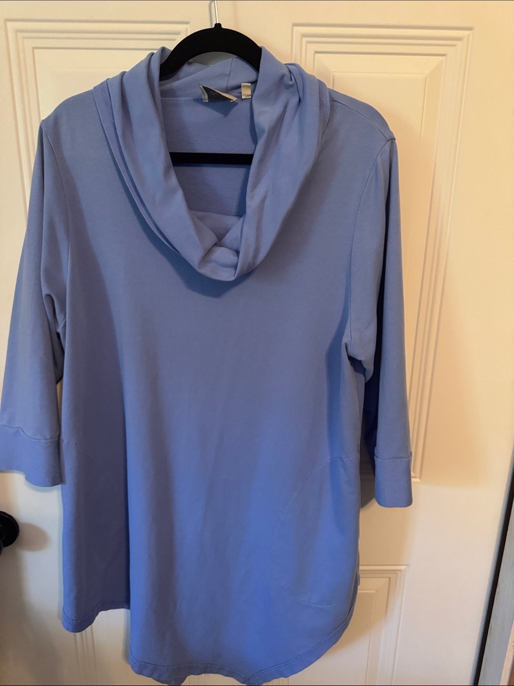 Inae Light Blue Cowl Neck Tunic Sweatshirt
